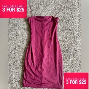 Meshki  Wine Color Spaghetti Strap Mini Bodycon Dress